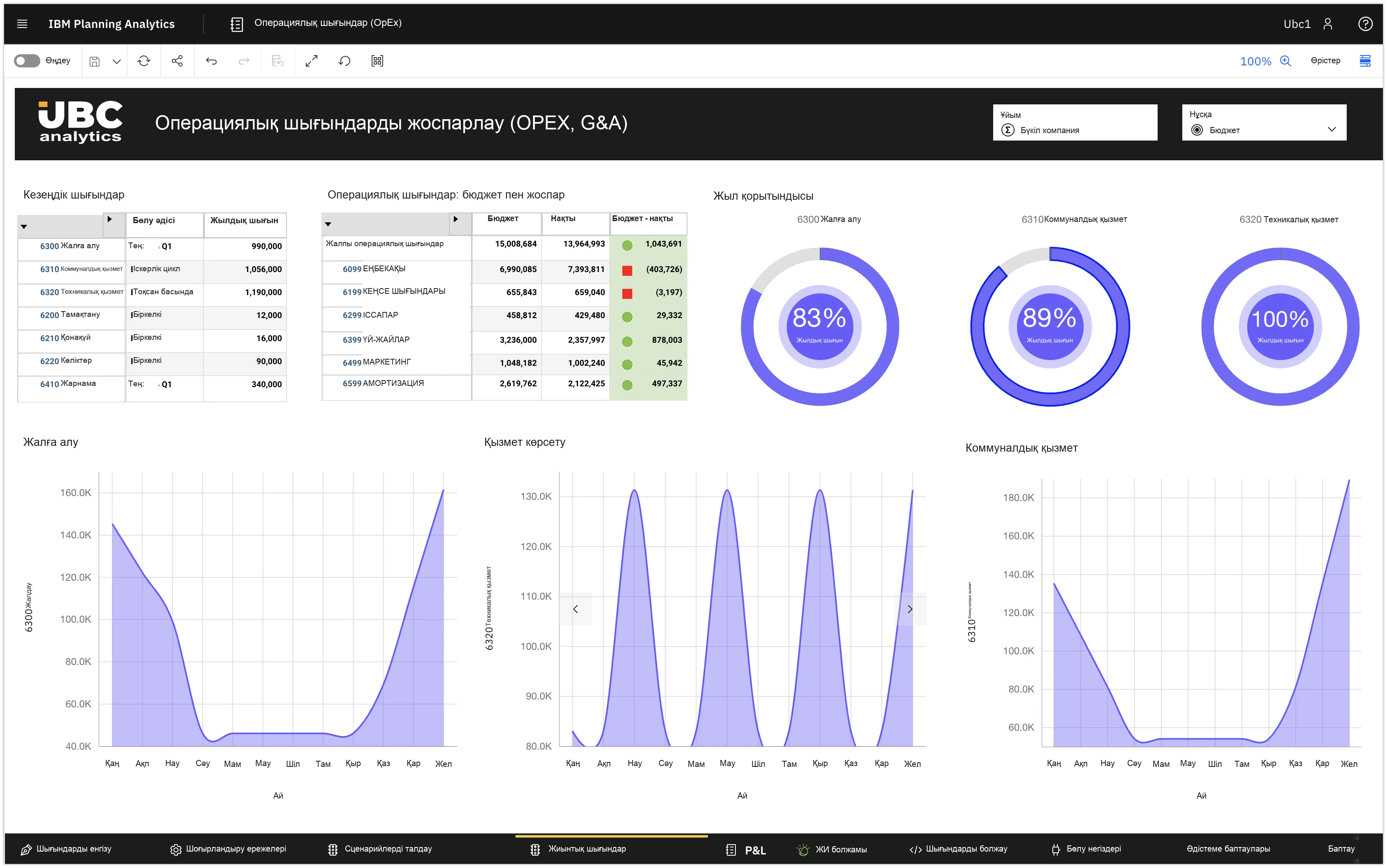Құрылыс және дамудағы бюджеттеу: IBM Planning Analytics - UBC Analytics операциялық шығындарды бюджеттеу (OPEX, G&A) алдын ала қарау