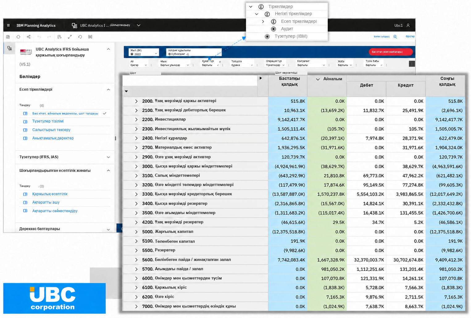 UBC Analytics: IBM Planning Analytics жүйесіндегі айналым ведомосы