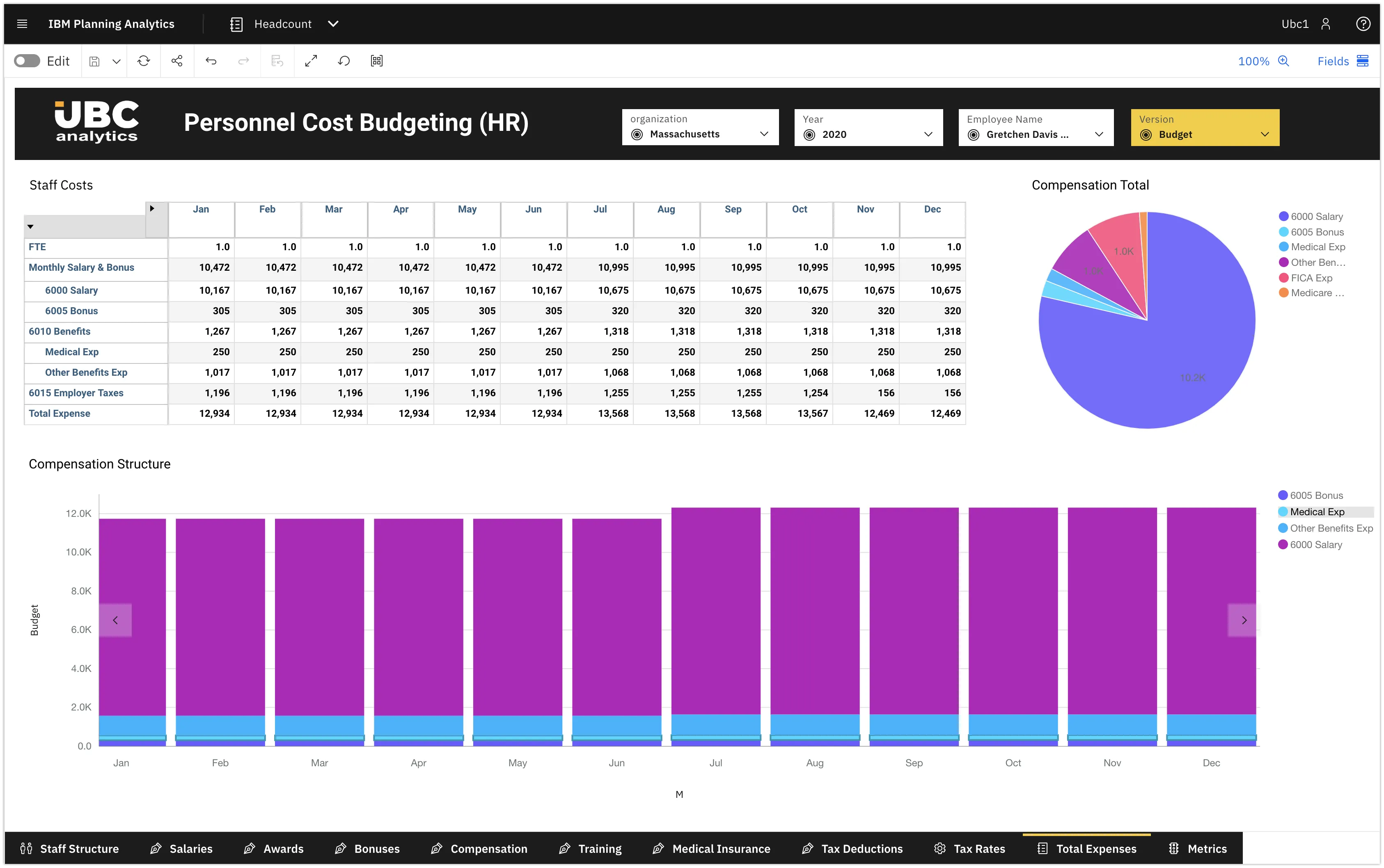 Бюджетирование в строительстве и девелопменте: IBM Planning Analytics - UBC Analytics HR Costs Budgeting Preview